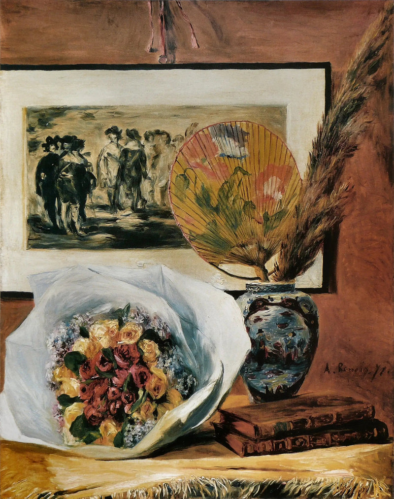 Kukka- ja tuuletinaiheinen still-elämä - Pierre-Auguste Renoir