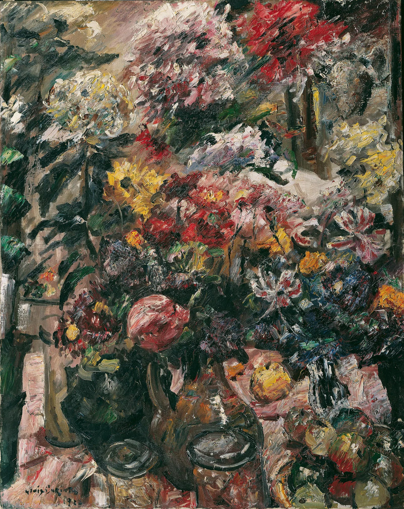 Asetelma krysanteemeilla ja amarylliksella - Lovis Corinth