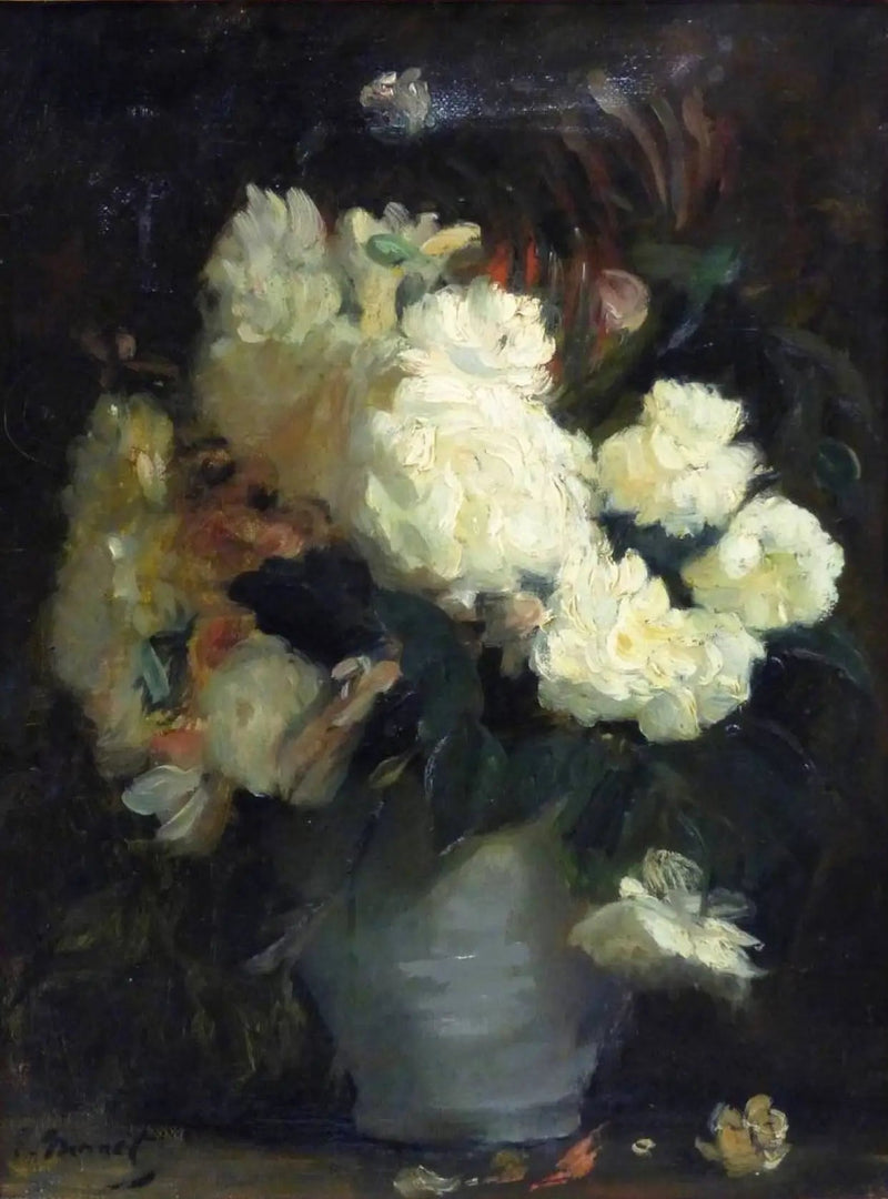 Valkoiset pionit ja muut kukat - Édouard Manet