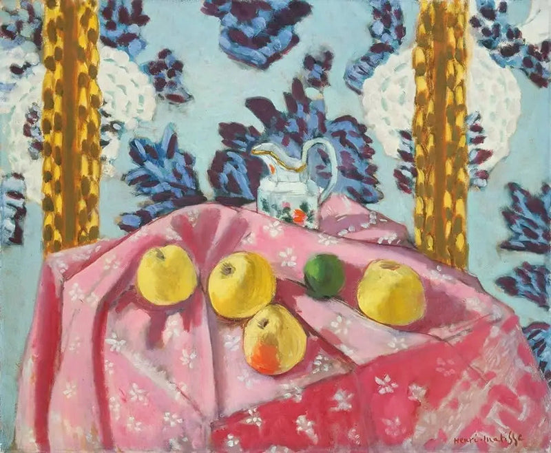 Still life with apples on a pink tablecloth - Henri Matisse