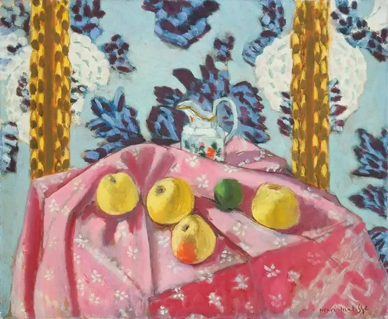Still life with apples on a pink tablecloth - Henri Matisse