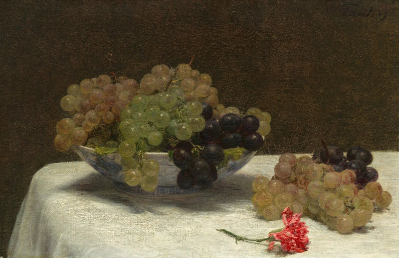 Still life viinirypäleiden ja neilikan kanssa - Henri Fantin-Latour