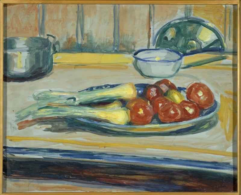 Still life with tomatoes, leeks, and hens - Edvard Munch