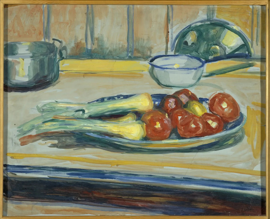 Still life with tomatoes, leeks, and hens - Edvard Munch