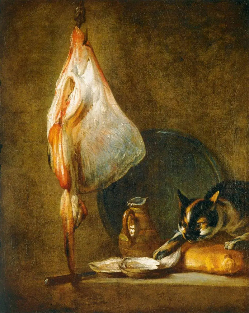 Still life with cat and ray - Jean Siméon Chardin