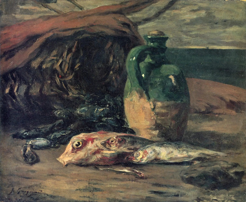 Still life with pitcher and red mullets - Paul Gauguin