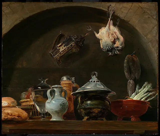 Still life with various pottery, bread, a lamp, and feathered poultry in a niche - Peter Paul Rubens