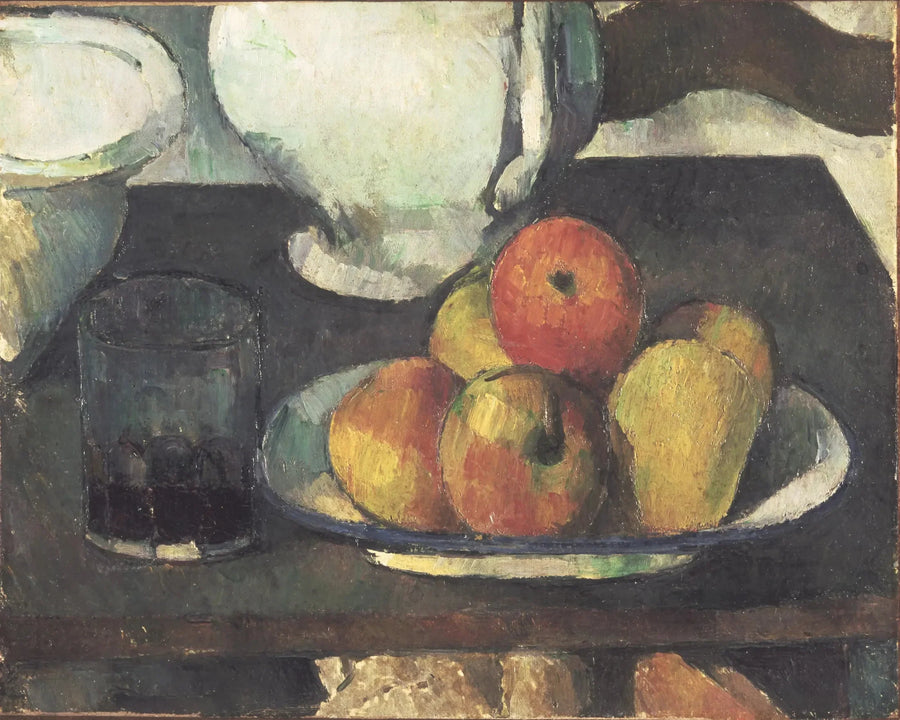 Kuolemanluonto hedelmien ja viinilasin kanssa - Paul Cézanne
