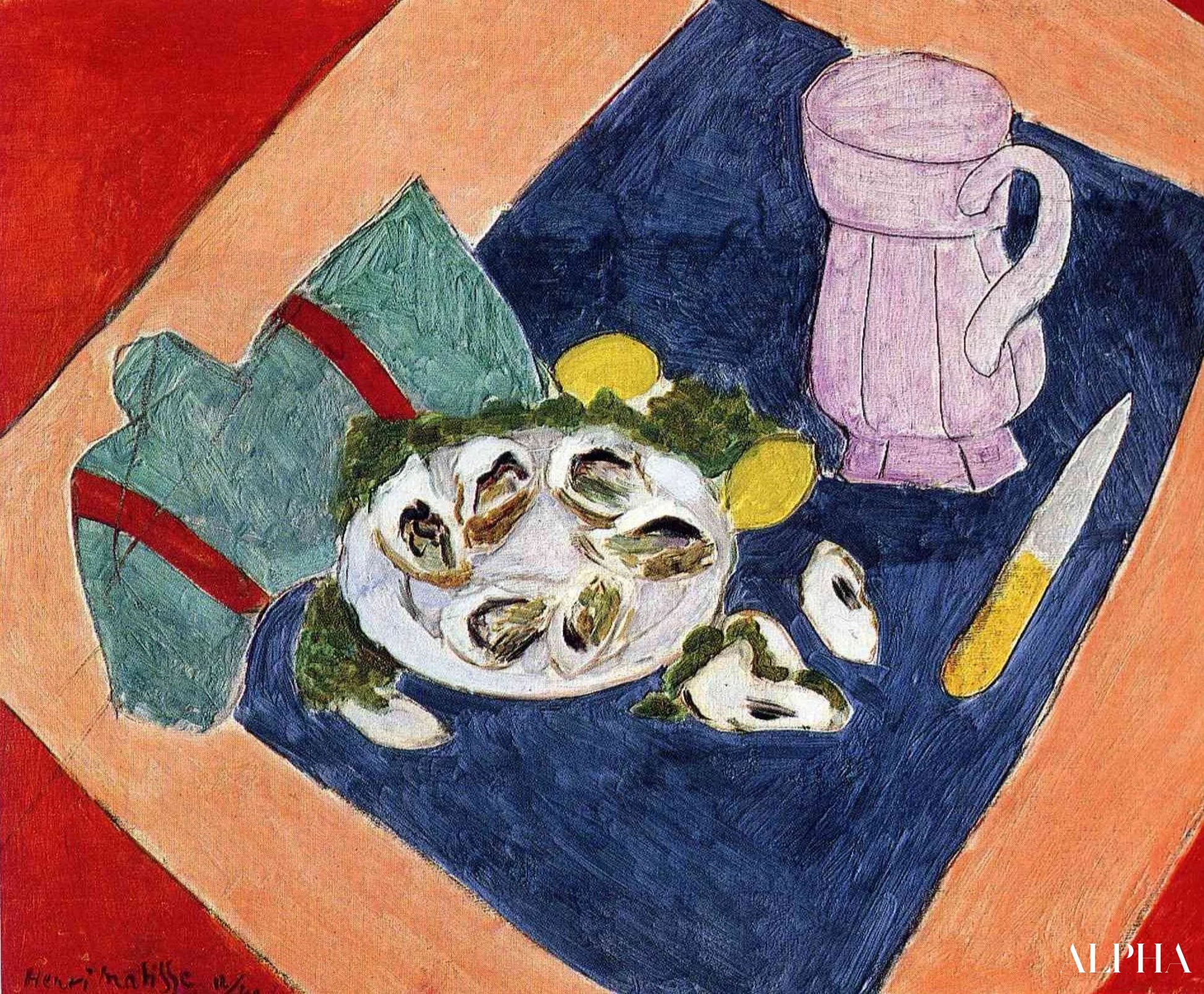Still Life with Oysters - Matisse - Korkealaatuiset taulujen ja maalauksien reproduktiot