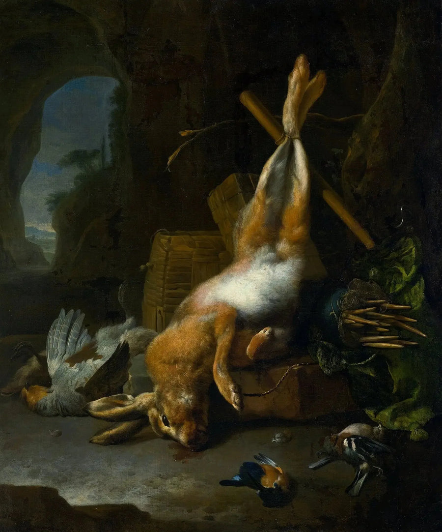 Metsästystrofeen kanssa asetelma. - Melchior de Hondecoeter