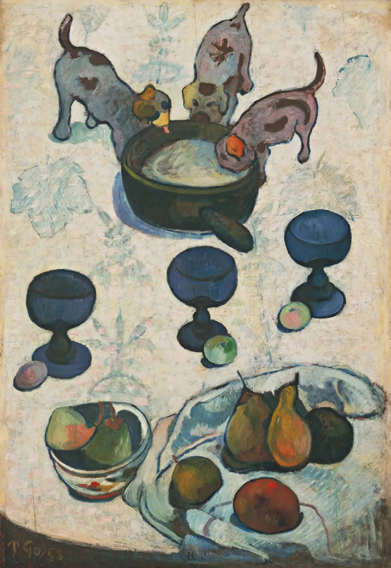 Still life with three small dogs - Paul Gauguin