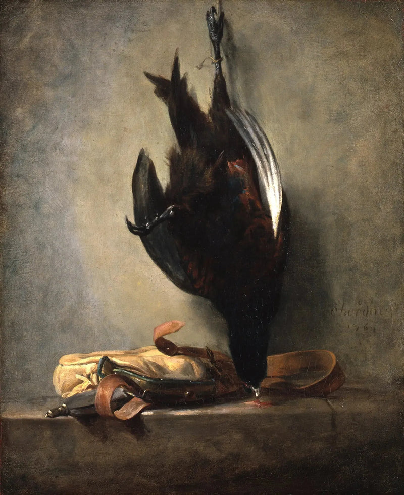 Still life with a dead pheasant and a hunting bag - Jean Siméon Chardin