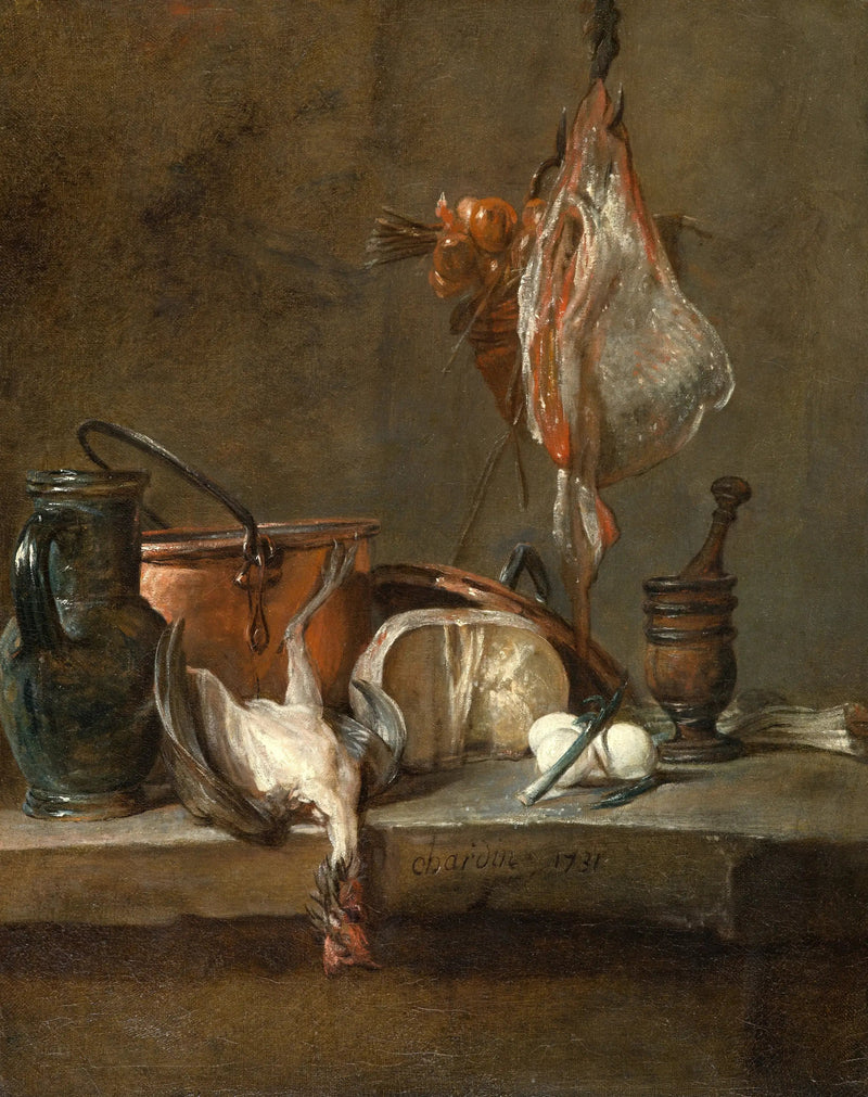 Still life avec une raie et un panier d'oignons - Jean Siméon Chardin