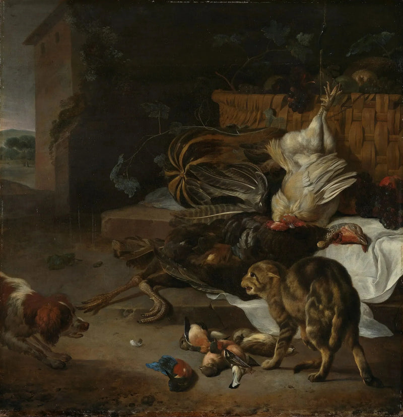 Still life with poultry and fruits - Melchior de Hondecoeter