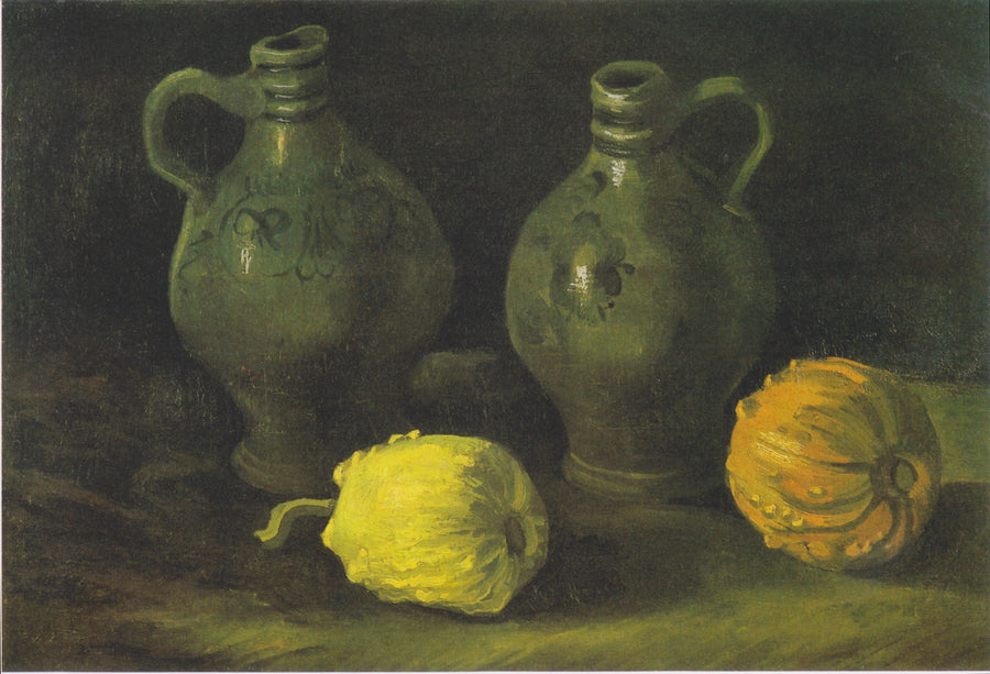 Still life with two jars and two pumpkins - Vincent van Gogh