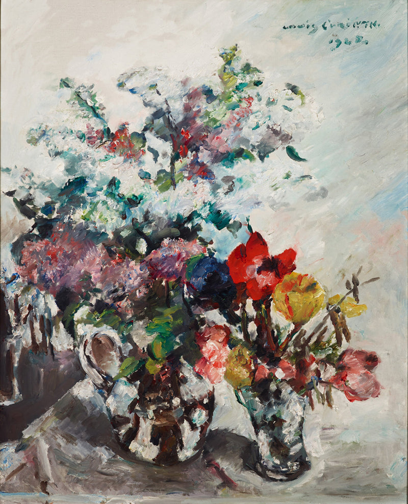 Kukkaisasetelma syreeneillä ja valkovuokoilla - Lovis Corinth