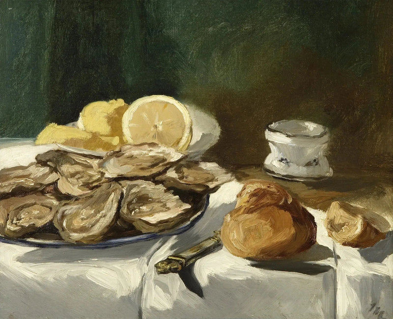 Still life, oysters, lemon, brioche - Édouard Manet