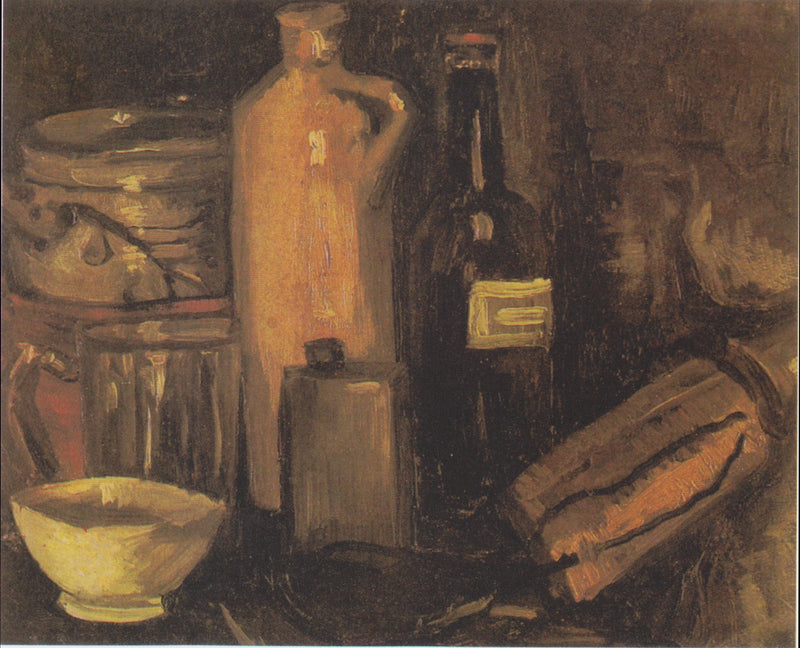 Asetelma purkkien, tölkkien ja pullojen kanssa - Vincent van Gogh