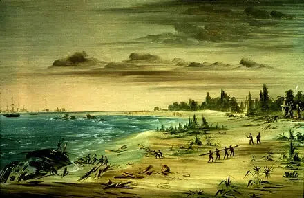 Uppskärningen av Aimable, vid Texas-kusten. 1685 - George Catlin