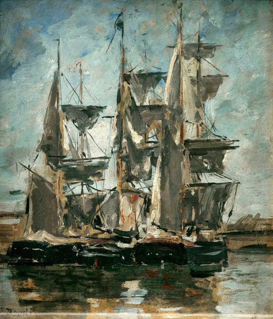 Laivat satamassa - Eugène Boudin