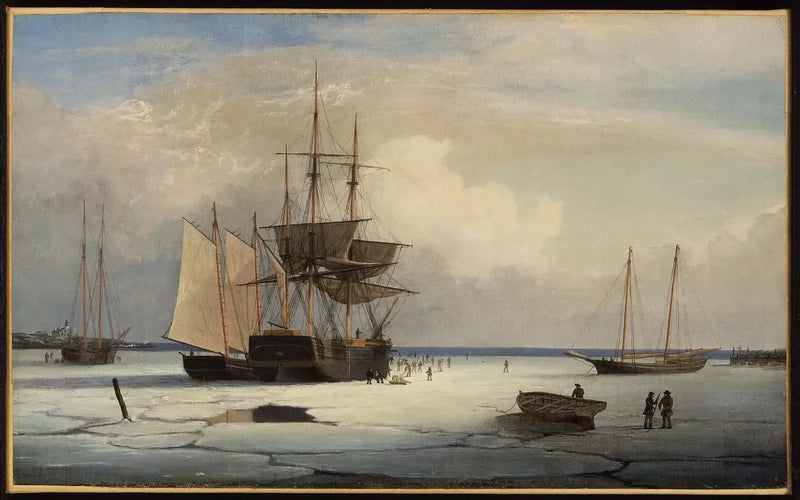 Laivat jäässä lähellä Ten Poundin saarta, Gloucester - Fitz Henry Lane