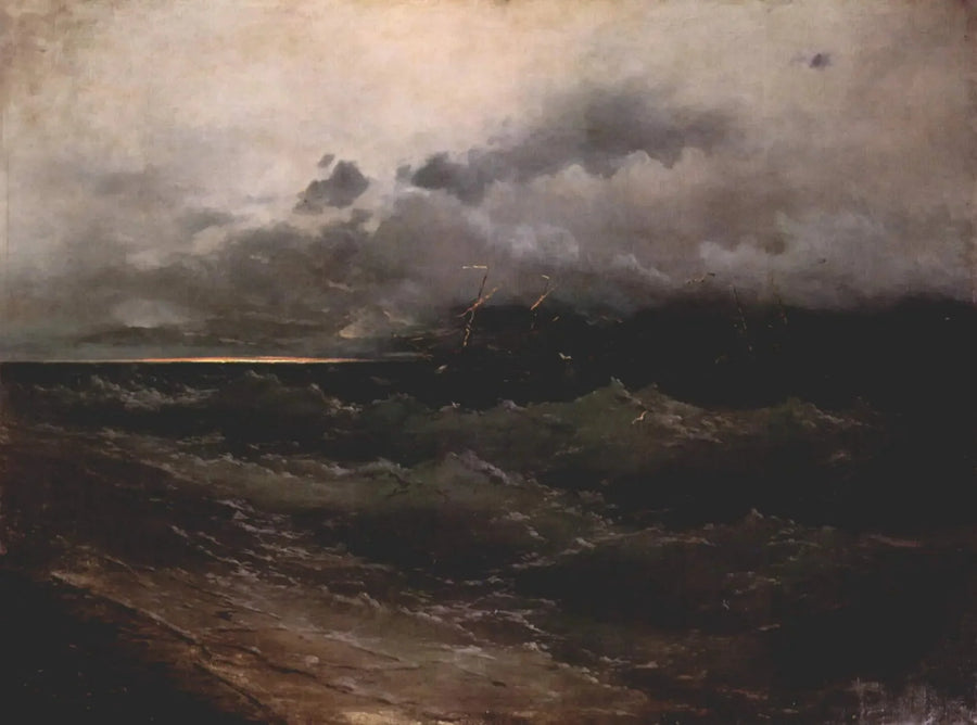 Laivat myrskyisessä meressä, auringonnousu - Ivan Aïvazovski