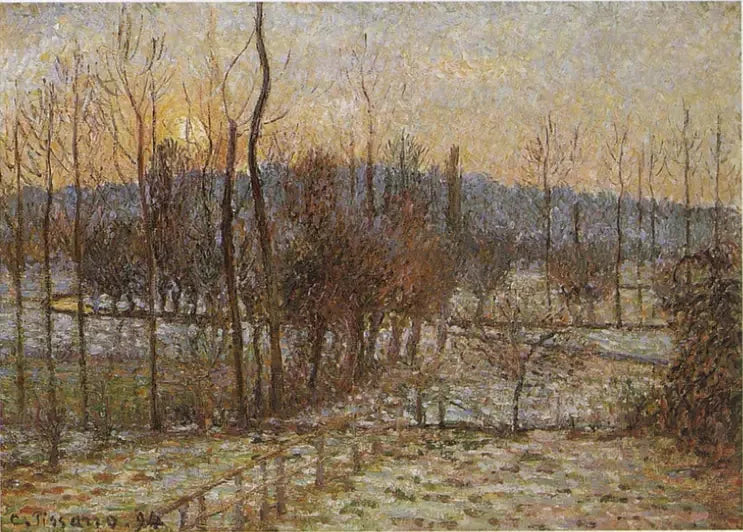 Lumi, auringonlasku, Éragny - Camille Pissarro