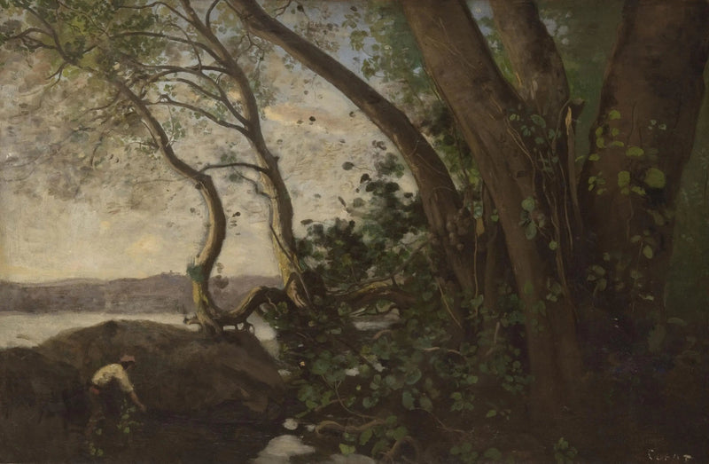 Nemi, järven rannat - Jean-Baptiste Camille Corot