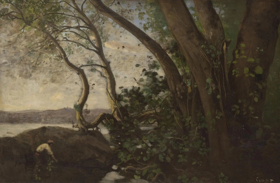 Nemi, järven rannat - Jean-Baptiste Camille Corot