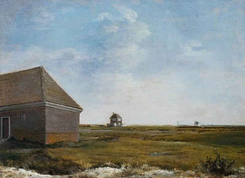 Newmarket Heath, jossa on rakenteilla oleva talo - George Stubbs