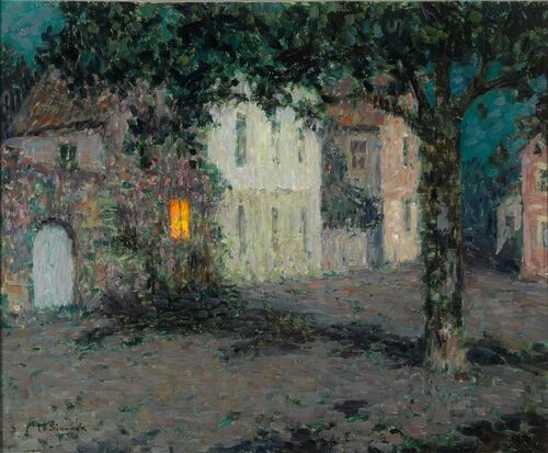 Yötaulu kuunvalossa Cherbourgissa - Henri Le Sidaner
