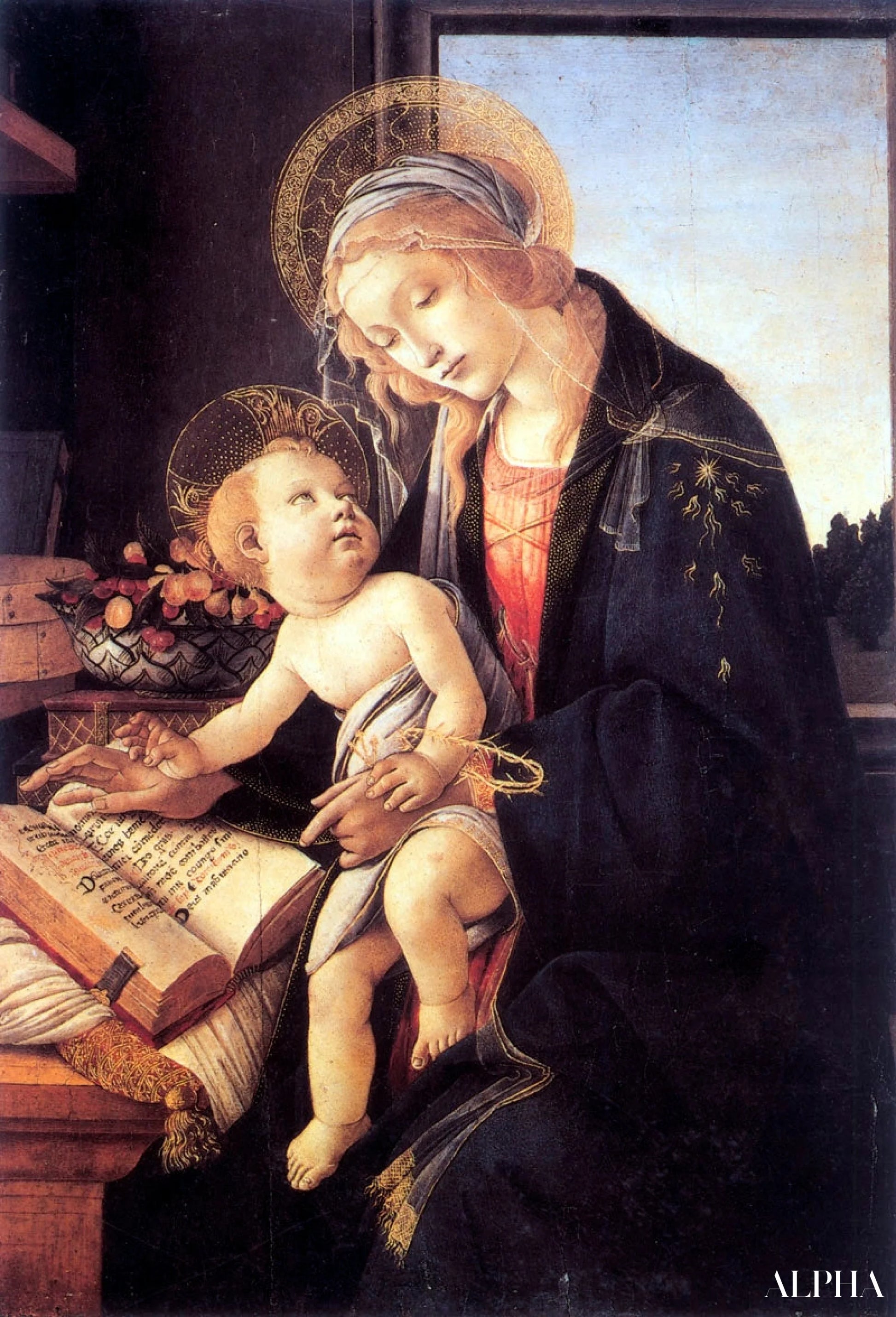 Notre Dame du Livre t - Sandro Botticelli - Korkealaatuiset taulujen ja maalauksien reproduktiot