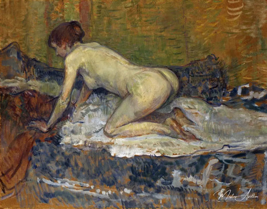 Nu à tête rouge accroupi - Toulouse Lautrec - Reproductions de tableaux et peintures haut de gamme