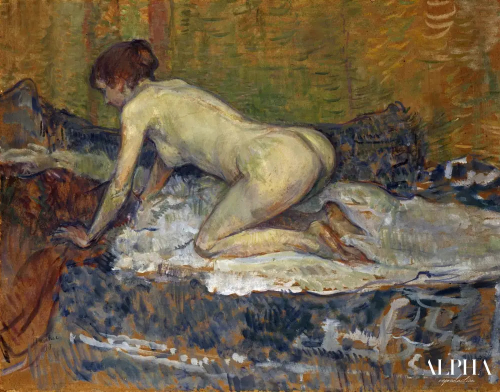 Nu à tête rouge accroupi - Toulouse Lautrec - Reproductions de tableaux et peintures haut de gamme