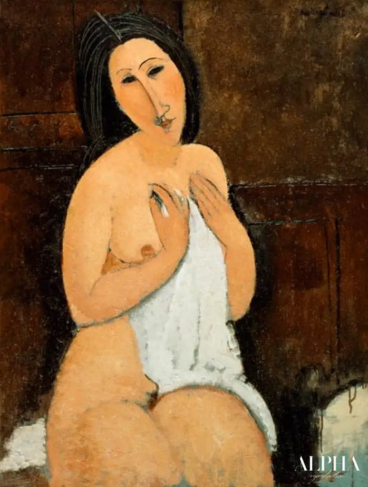 Nu assis avec une chemise - Amedeo Modigliani - Reproductions de tableaux et peintures haut de gamme