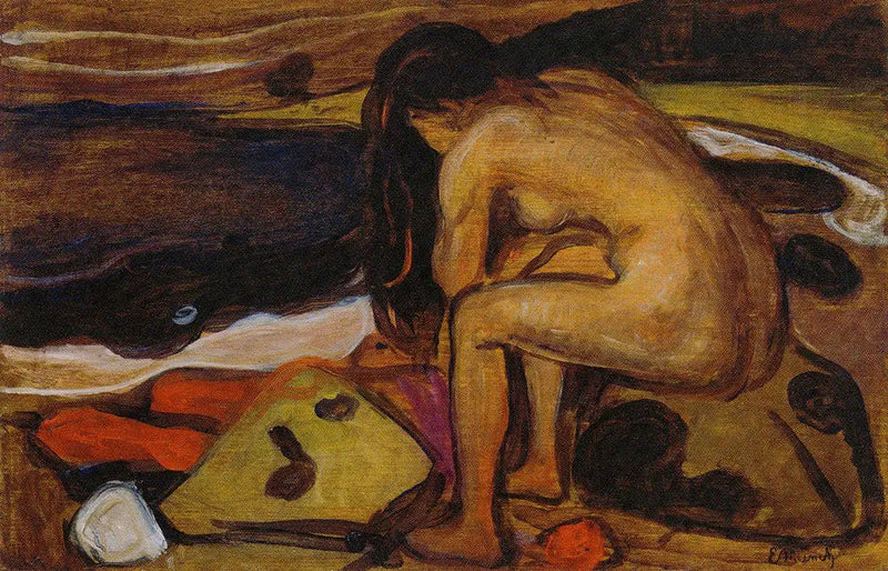 Nyt istuu rannalla - Edvard Munch