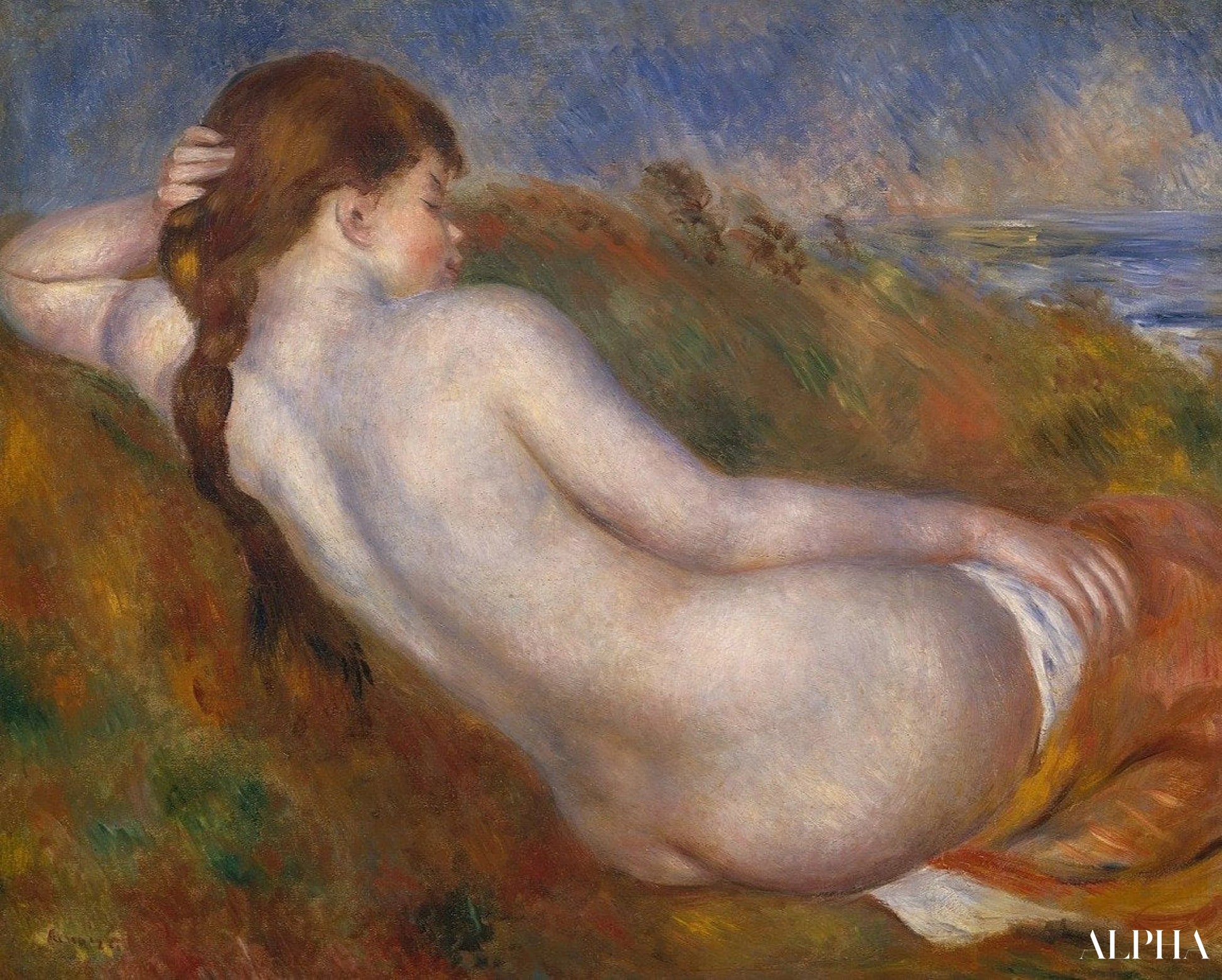 Nuori makaa maisemassa - Pierre-Auguste Renoir - Taulujen ja korkealaatuisten maalauksien reproduktiot