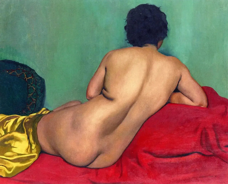 Selkäpuoli punaisella sohvallä - Félix Vallotton