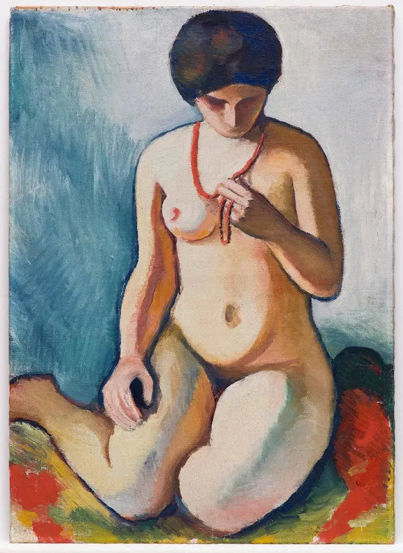 Nainen korallikaulaketjulla - August Macke