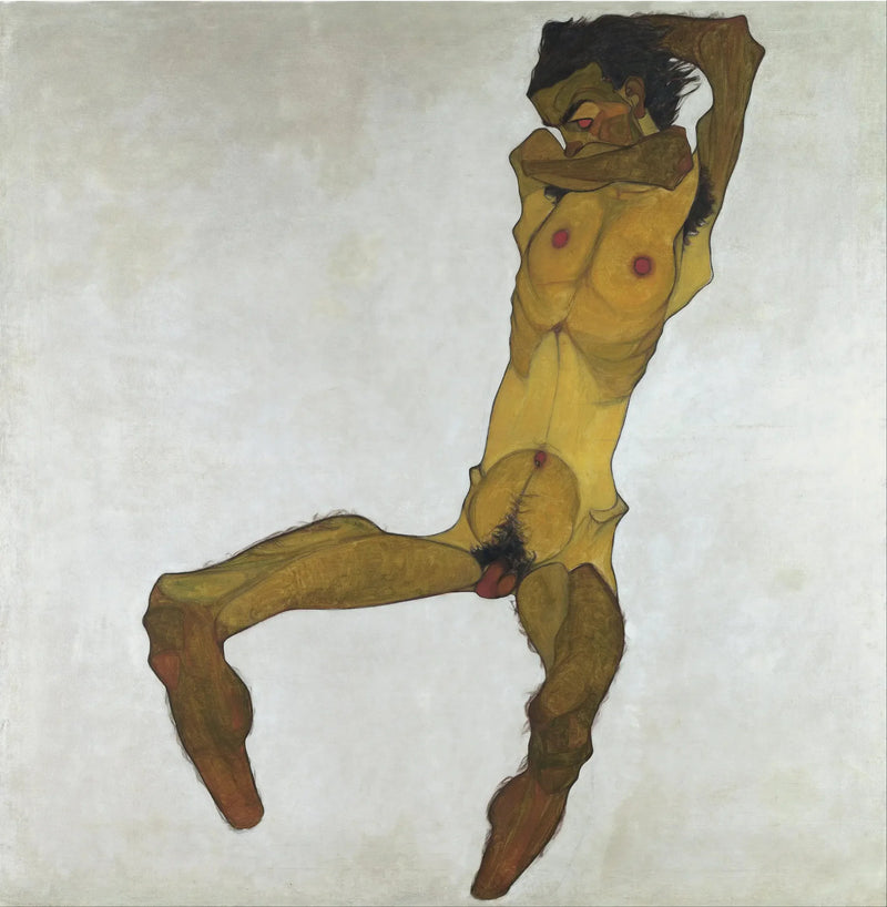 Nu mies istumassa (Itseportraiitti) - Egon Schiele