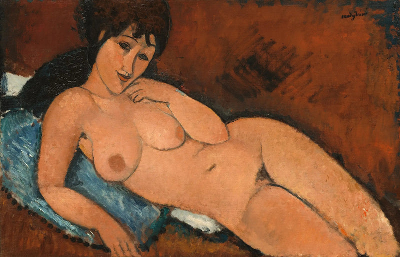 Nu sinisellä tyynyllä - Amedeo Modigliani