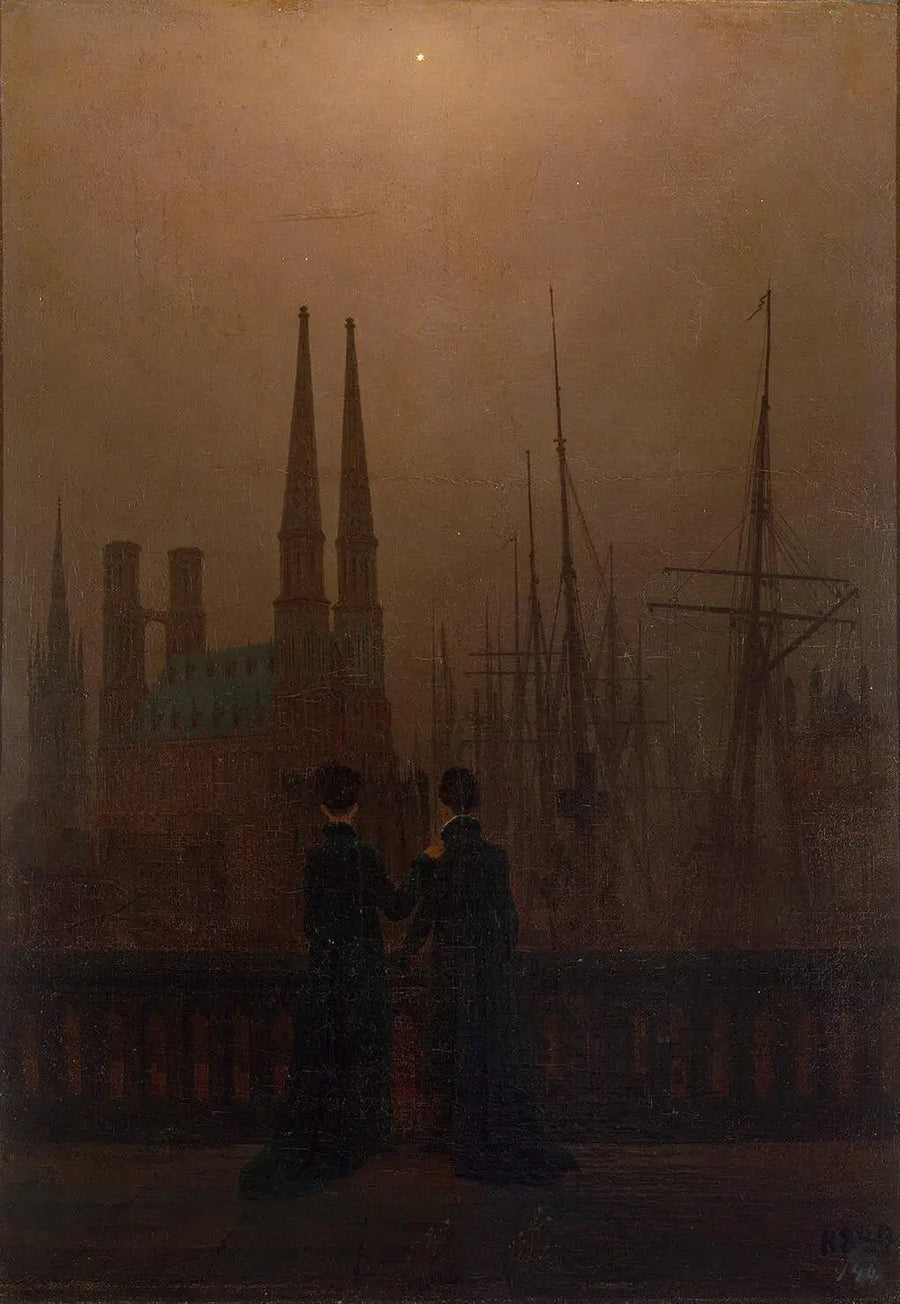 Yö satamassa - Caspar David Friedrich