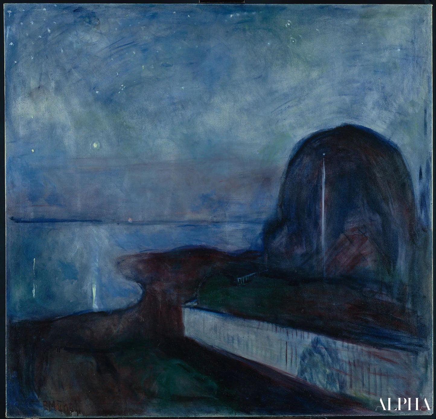 Tähtiyö - Edvard Munch - Korkealaatuiset taulujen ja maalauksien reproduktiot