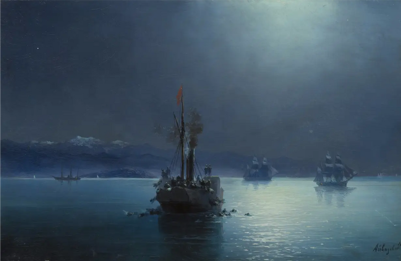 Rauhallinen yö : armenialaisia heitetään yli laidan turkkilaisten laivojen kautta - Ivan Aïvazovski