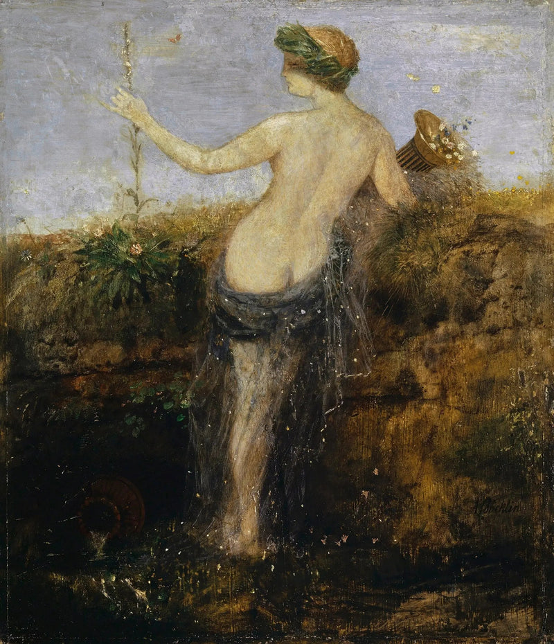Nymfi sarvipäisen runsaan maljan kanssa - Arnold Böcklin