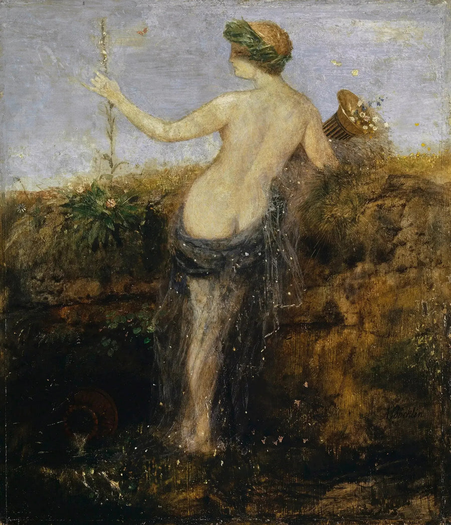 Nymfi sarvipäisen runsaan maljan kanssa - Arnold Böcklin