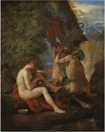 Nymfi ja satyyri - Nicolas Poussin