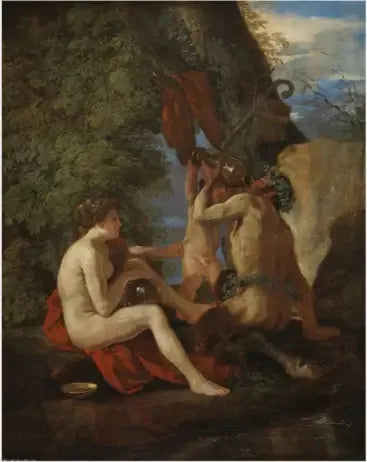 Nymfi ja satyyri - Nicolas Poussin