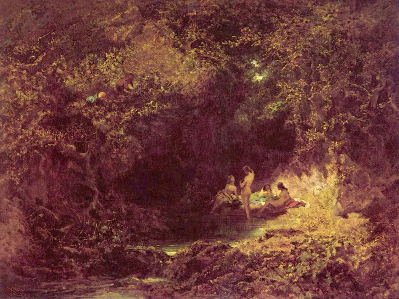Nymfit kylvyssä - Carl Spitzweg