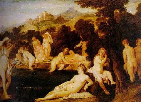 Nymfit kylvyssä - David Teniers nuorempi